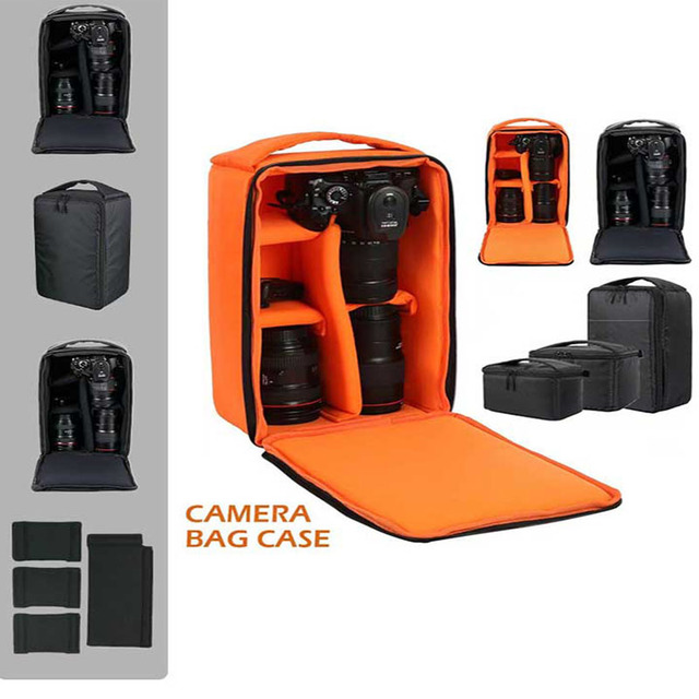 Men's Gift DSLR  Camera Bag Interior Padded Case for 1 Camera & 3 Lenses Heavy Duty Shockproof Hand Carry Photography Bag