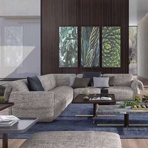 أريكة إيطالية من القماش أريكة إيطالية بتصميم بسيط بثلاثة مقاعد وشقة صغيرة أريكة عصرية بسيطة لغرفة المعيشة - Product Image 5