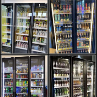 Réfrigérateur Commercial Économique Multi-Vitrines pour Boissons, Réfrigérateur de Supermarché à Refroidissement Direct, Refroidisseur de Boissons et de Vins, Congélateur de Bar