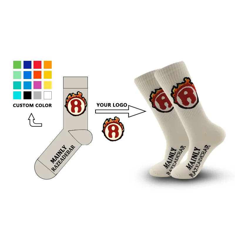 Low MOQ Custom Design Socks with Brand Logo Wholesale Elastic Embroidery Jacquard Print Novelty Socks Men Women Socks