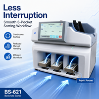 Machine de tri et de détection de devises de qualité bancaire BS-621 avec détection UV/MG/IR certifiée CE 800-1000 billets/min pour les banques