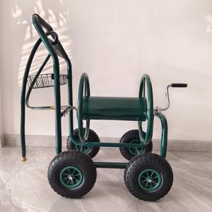 Chariot enrouleur de tuyau portable en acier inoxydable robuste <span class=keywords><strong>avec</strong></span> conteneur à quatre <span class=keywords><strong>roues</strong></span> OEM pour outils de jardin et arrosage de la pelouse - Product Image 4