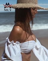 Custom Print Bandeau Badpak Off Shoulder Eco-Vriendelijke Damesbadkleding