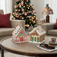 Maison en pain d'épices artisanale personnalisée avec lumière LED Décorations de Noël Luxe en argile polymère Style ange Fabriqué en résine