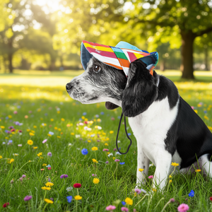 Gorro para Perro Colorido, Talla Mediana, Protección UV, Diseño Floral, Ropa para Mascotas a la Moda, Uso en Exteriores de Verano - Product Image 2