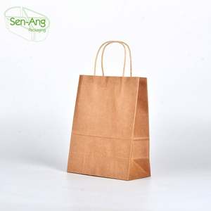 Bolsa de Papel Kraft Desechable de 50 Piezas, Ecológica, con Asas, Impresión CMYK, Apta para Alimentos, Precio de Fábrica SenAng - Product Image 1