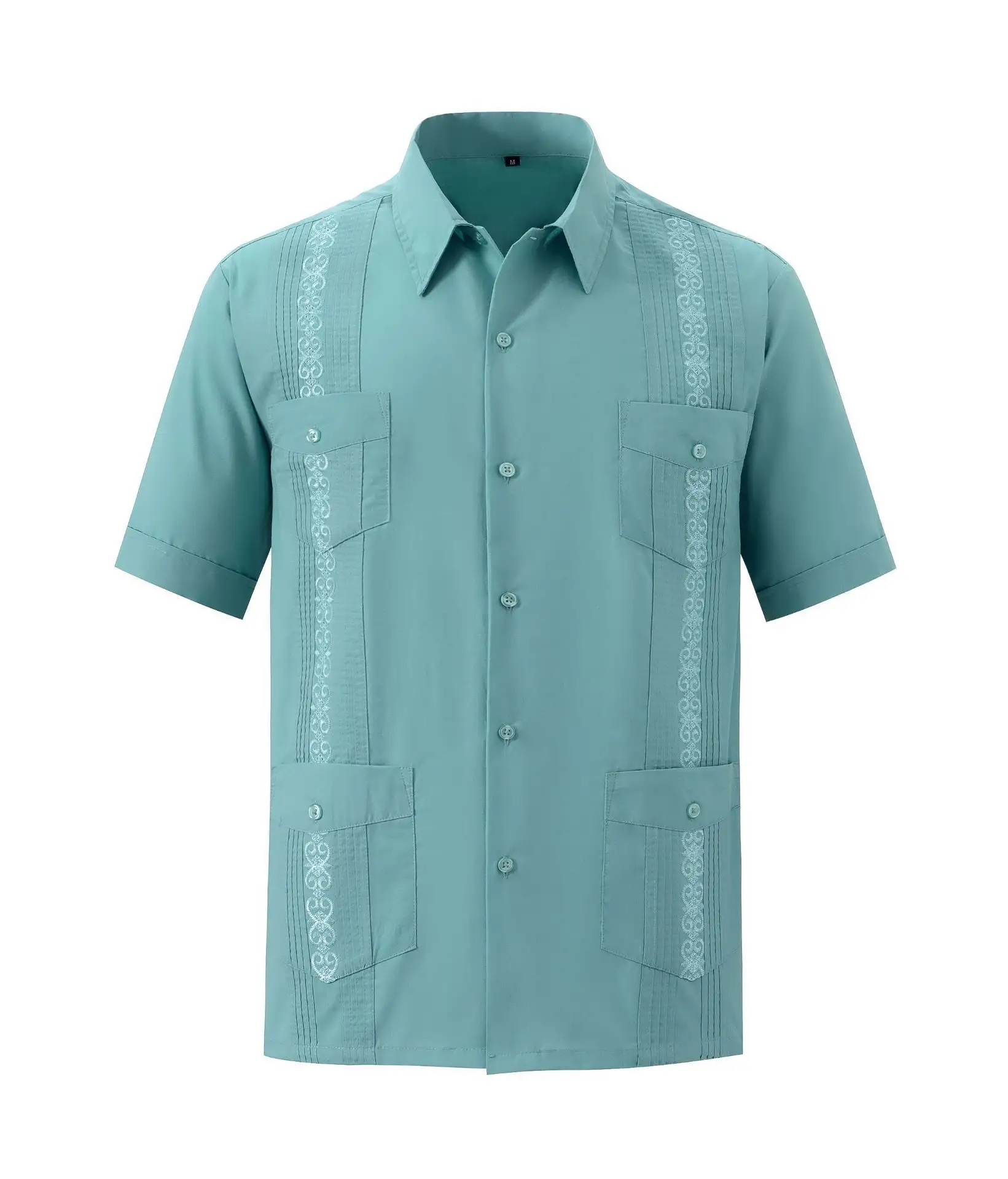 Camisas de poliéster y algodón para hombre, camisas masculinas de manga corta, estilo Vintage, con logotipo personalizado, de alta calidad