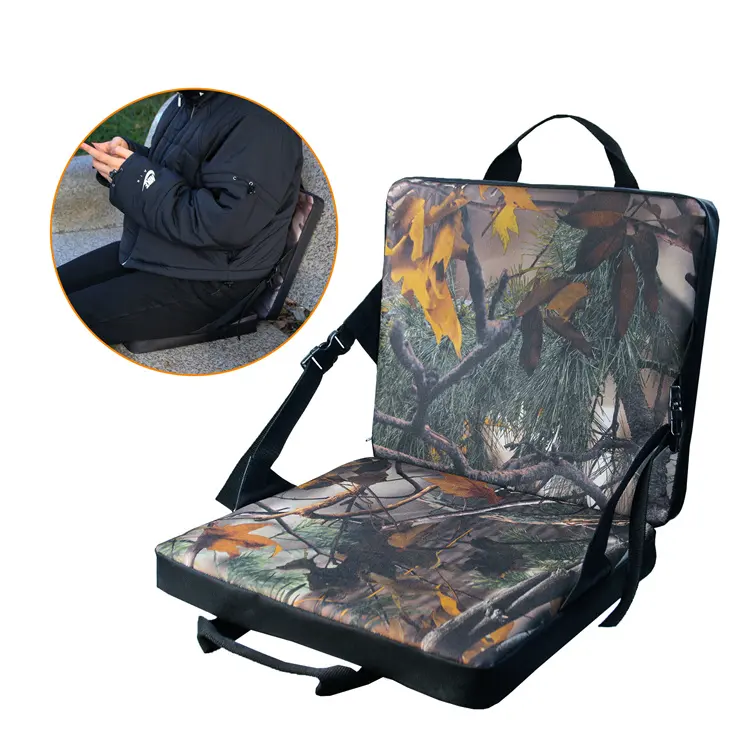 Asiento plegable de espuma de camuflaje para exteriores, cojín portátil con mango duradero para pesca, caza y Camping