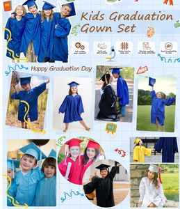 カスタムデザイン子供卒業式ガウン+ショール+タッセル+帽子 幼稚園卒業式ガウンと帽子 子供卒業式帽子とガウン - Product Image 6