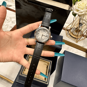 Relojes de Cuarzo Decorativos con Esfera Redonda, Marcadores de Números Romanos y Correa de Cuero, Relojes de Pulsera Casuales y de Vestir Chopards - Product Image 4