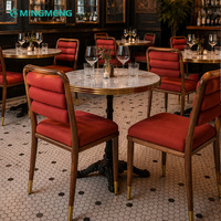 Ensemble de mobilier de restaurant haut de gamme : banquette en cuir, canapé, table en marbre, chaise rembourrée en velours – Ensemble commercial