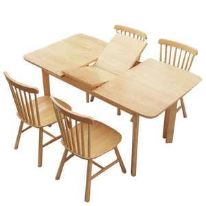 ชุดโต๊ะอาหารและเก้าอี้ไม้เนื้อแข็ง 6 ที่นั่ง คุณภาพพรีเมียม ดีไซน์เรียบง่ายทันสมัย พื้นผิวกว้าง โครงสร้างแข็งแรงทนทาน - Product Image 1