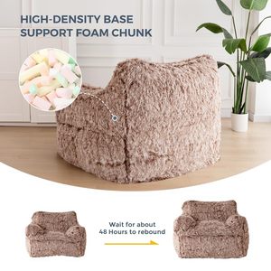 Canapé pouf individuel minimaliste moderne en velours, style nordique, avec accoudoirs, pour petit salon - Product Image 6