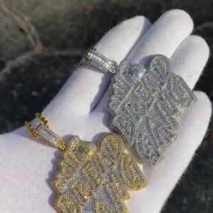 Custom Moissanite Silver Hip Hop Pendant Logo Necklace VVS Diamond Mossanite Letter Moissanite Name Pendant With <b>Iced</b> Out <b>Chain</b> - Product Image 3