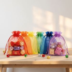 13x18cm Plain Organza <b>Bags</b> Drawstring Jewelry Pouch Small Mesh Multicolor Gift <b>Bags</b> for Wedding Christmas Wrapping China Model - Product Image 2