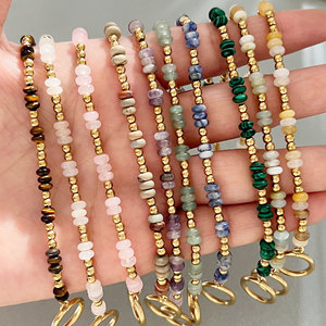 Pulsera de Cadena de Acero Inoxidable con Cuentas de <span class=keywords><strong>Piedra</strong></span> Natural Estilo Bohemio, Accesorio de Cuentas de <span class=keywords><strong>Piedra</strong></span> Hecho a Mano Original para Mujer - Product Image 3