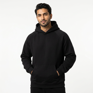 Wholesale High Quality Custom Logo <b>Black</b> Hooded Long Hoodies and Sweatshirts for <b>Men</b> Clothing - Product Image 1