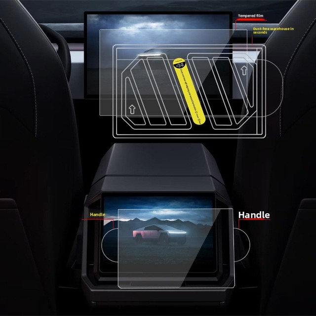 Tesla Cybertruck 9H Hardness Tempered Glass Film 0.18mm Thick Scratch Resistant One-piece Design Center Console Screen Protector