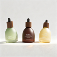 Flacon en verre au design unique et texture agréable au toucher, avec impression sérigraphique et compte-gouttes pour huiles essentielles et soins de la peau, 30 ml, en stock