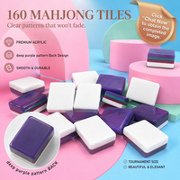 Cadeau de Noël : Mahjong américain rouge festif, tuiles en acrylique gravées sur mesure à 4 couches avec 160 cartes, jeu de luxe pour adultes