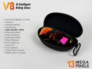 Gafas Inteligentes V8 para Ciclismo, Gafas para Exteriores con Grabación de Fotos y Vídeos de 13MP, Traducción por IA, WiFi6, Audio de Oído Abierto, Logotipo Personalizado - Product Image 4