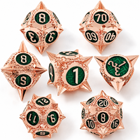 Ensemble de dés à points en cuivre rouge antique, 7 pièces, dés polyédriques ornés pour D&D, jeux de rôle, jeux de société, coffret cadeau