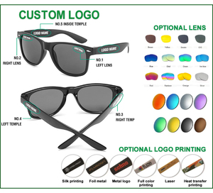 Ligero Retro Cuadrado Azul PC Lentes Gafas de sol con % Protección UV Marco de gran tamaño Moda Unisex Colores personalizables - Product Image 6