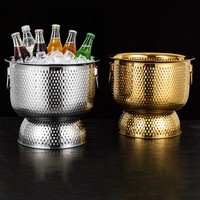 Seau à champagne de luxe, seau à glace en métal, double paroi, acier inoxydable martelé, refroidisseur à vin, bac à boissons