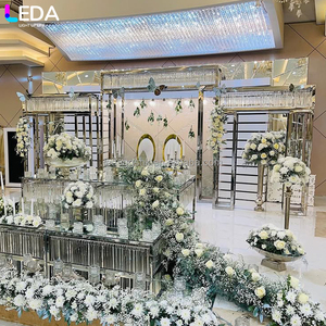 LEDA Wedding <b>Party</b> decor Customized Modern Stainless Steel Silver Mirror Metal Square Shape <b>Backdrop</b> - Product Image 1