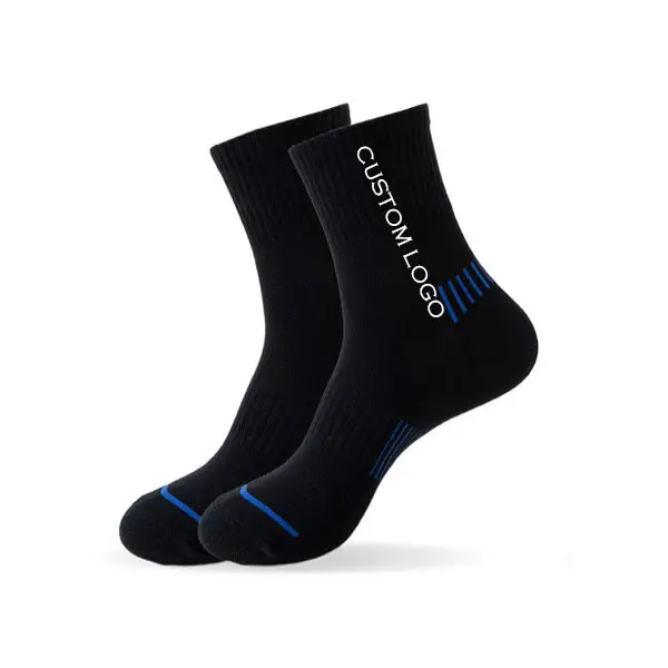 Xiangyi OEM Antideslizante Negro Running Algodón Acolchado Athletic Crew Sport Calcetines para hombres