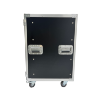 Flight case portable sur mesure pour amplificateur 16U, équipement audio, montage en rack, avec une porte en acrylique et 4 roues