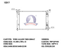Radiateur de voiture CU2776 1640028350 pour Toyota Wish ANE11W 2003-2009 MPV, fournisseur de radiateurs de refroidissement du moteur