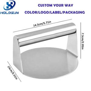 Prensa de Hamburguesas Redonda de Acero Inoxidable Resistente de 5.5 Pulgadas con Logotipo Personalizado, Herramienta Manual para Preparar Carne en la Cocina del Hogar - Product Image 2