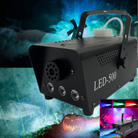 Machine à fumée en acier inoxydable 500W RGB 3 LED, machine à brouillard multicolore avec télécommande 2CH DMX, éjecteur de scène pour fête DJ Disco