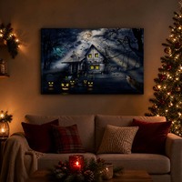Tableau LED Scène Urbaine Nocturne – Décoration Murale Lumineuse pour Salon, Chambre, Cadeau de Noël ou d'Halloween
