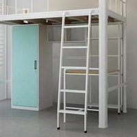 Lit superposé en acier pour étudiants, Loft en acier, armoire, bureau et casier, lit de dortoir, lit d'appartement