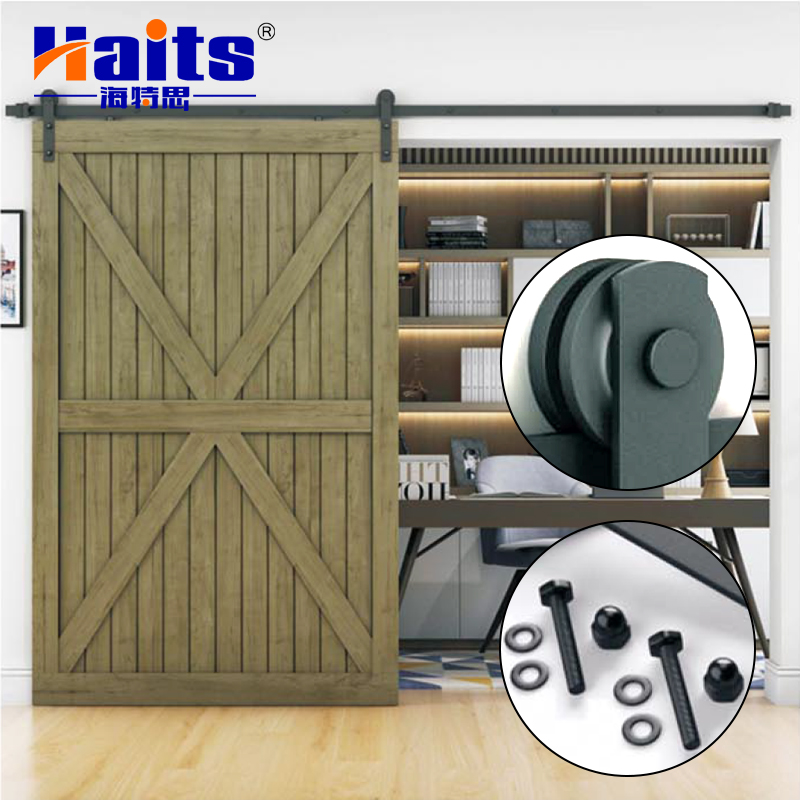 Американская Популярная современная интерьерная железная двойная сверхпрочная раздвижная система, набор фурнитуры для двери сарая, ролик