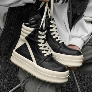 025 2026 Nouveau style Chaussures de marche et de course à plateforme triangulaire inversée à lacets pour hommes Automne Hiver Noir Blanc Mode Mixte - Product Image 6