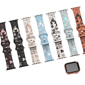 Bracelet de montre en silicone gravé à deux tons pour Apple Watch Series 7 8 ultra 49 mm Bracelet de montre de luxe de créateur 45 mm 41 mm - Product Image 1