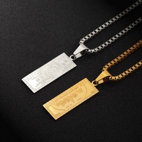 Collier chaîne en boîte avec pendentif en forme de billet de un million de dollars en or 18 carats, style streetwear tendance 2021, bijoux en acier inoxydable