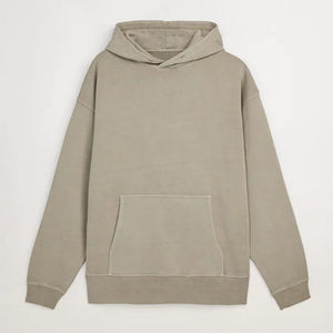 2025 personalizado hombres 100% algodón Vintage Sudadera con capucha de alta calidad grueso estilo callejero francés de gran tamaño en blanco patrón sólido Sudadera con capucha - Product Image 3