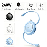Câble rétractable USB-C Type-C PD3.1 240W 5A - Conducteur en cuivre pur, design compact pour ordinateur, caméra, charge rapide, câble de données