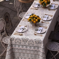 Nappe Jacquard à Motifs Ethniques Tribaux Bohèmes en Gros, Housse de Table en Tissu Tissé Bleu pour Mariages et Décoration d'Événements Extérieurs