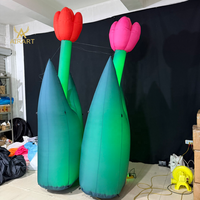 Fleur de tulipe gonflable de haute qualité avec lumière LED intégrée pour la décoration d'expositions et de festivals, fleur gonflable avec souffleur d'air