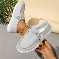 Mocasines de pana para mujer, con logotipo personalizado, OEM, ODM, cordón ajustable, ligeros, de lona, planos, casuales, para caminar a diario