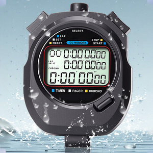 Chronomètre numérique portable EMAF OEM Classic 3 rangées 100 tours <span class=keywords><strong>pour</strong></span> la natation, chronographe LCD, chronomètre sportif avec 100 mémoires - Product Image 1