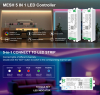 C206Z 4 Zone MESH Remote Group Sync Tuya Zigbee 5 en 1 Controlador inteligente Cambio de color Música Decoración RGBWC Controlador de luz Led