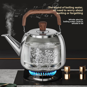 Hervidor de Agua con Silbato de Acero Inoxidable 316 con Mango de Madera, Hervidor Doméstico de Gran Capacidad para Cocina de Gas e Inducción KQ-MWSH6L Grande - Product Image 5