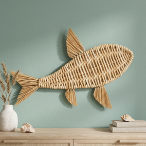 Nhat Minh Woven Plant Fiber Fish <b>Wall</b> <b>Art</b> Rustic Design Irregular Shape Single-Piece Animal Theme for Living Room - Product Image 3