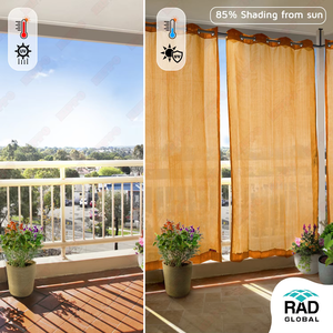 Yellow HDPE Eyelet Outdoor Curtains with Bright Sunlit Charm Breathable <b>Light</b> Filtering Fabric and Vibrant Balcony Patio - Product Image 2